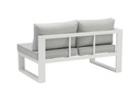 Modulo dos plazas Niland brazo izquierdo alu blanco y cojineria gris claro.