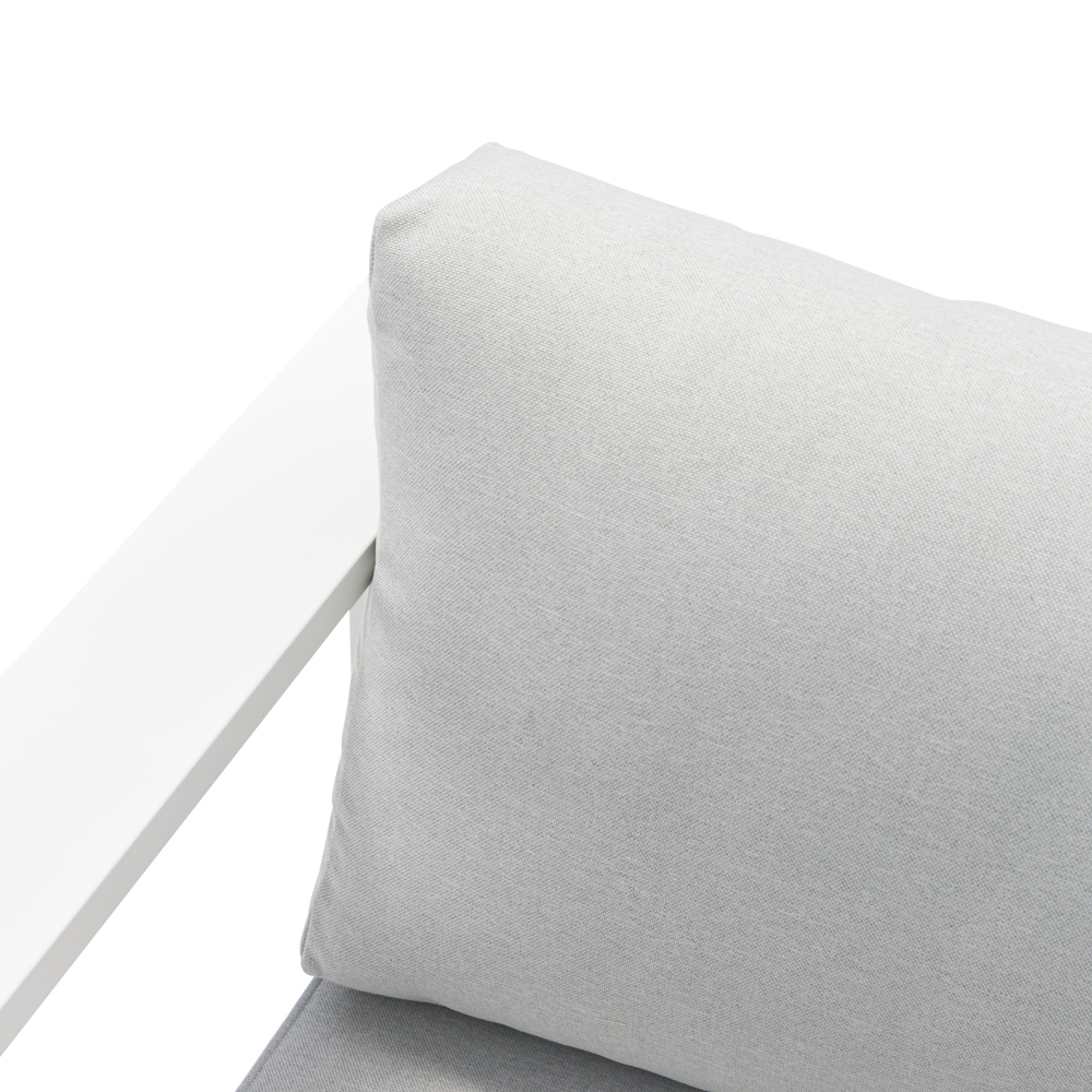 Modulo dos plazas Niland brazo izquierdo alu blanco y cojineria gris claro.