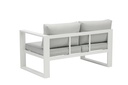 Modulo dos plazas Niland brazo derecho alu blanco y cojineria gris claro.