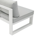 Modulo dos plazas Niland brazo derecho alu blanco y cojineria gris claro.