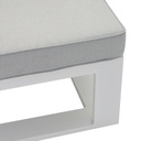 Modulo rincon Niland alu blanco y cojineria gris claro.