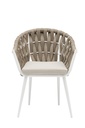 Sillon meridian aluminio blanco cuerda greige y textil greige