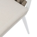 Sillon meridian aluminio blanco cuerda greige y textil greige