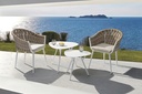 Sillon meridian aluminio blanco cuerda greige y textil greige