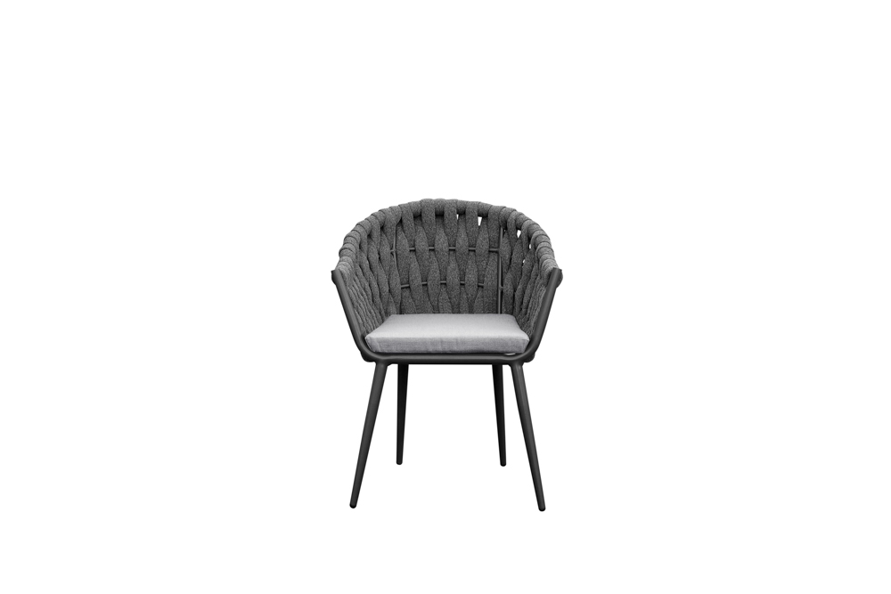 Sillon meridian aluminio antracita cuerda antracita y cojin gris  medio