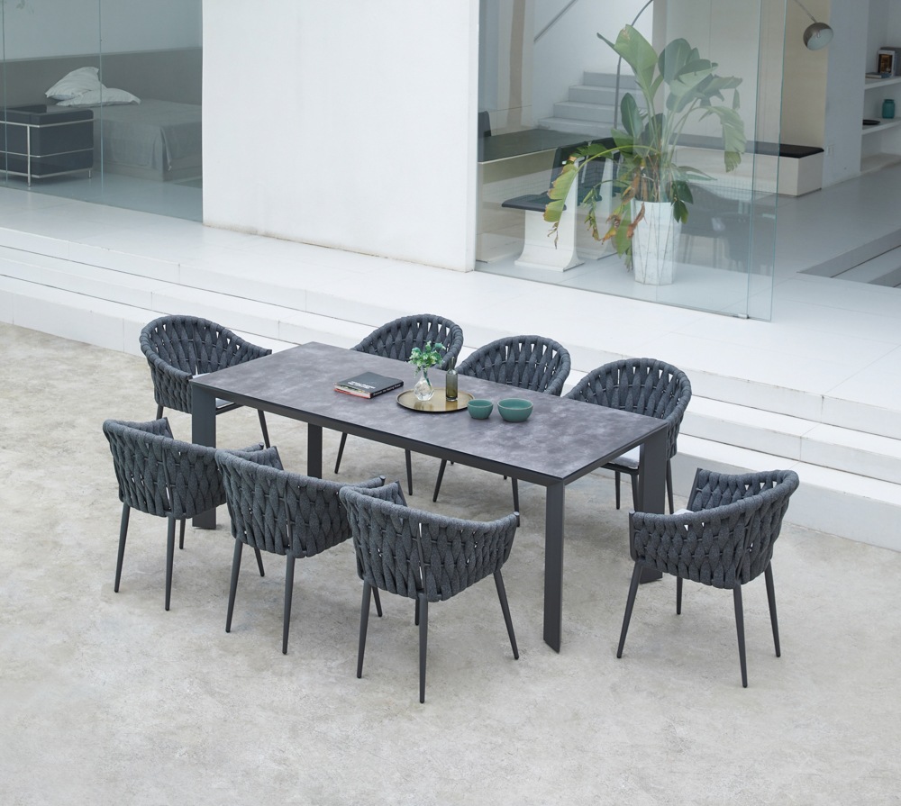Sillon meridian aluminio antracita cuerda antracita y cojin gris  medio