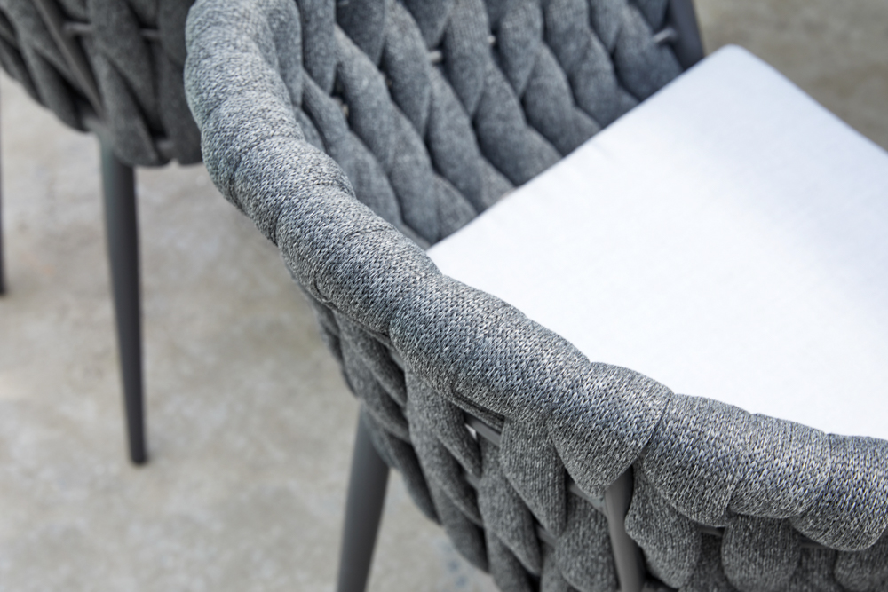 Sillon meridian aluminio antracita cuerda antracita y cojin gris  medio
