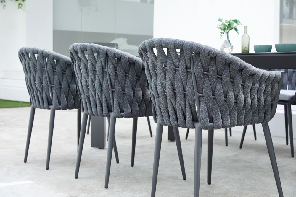 Sillon meridian aluminio antracita cuerda antracita y cojin gris  medio