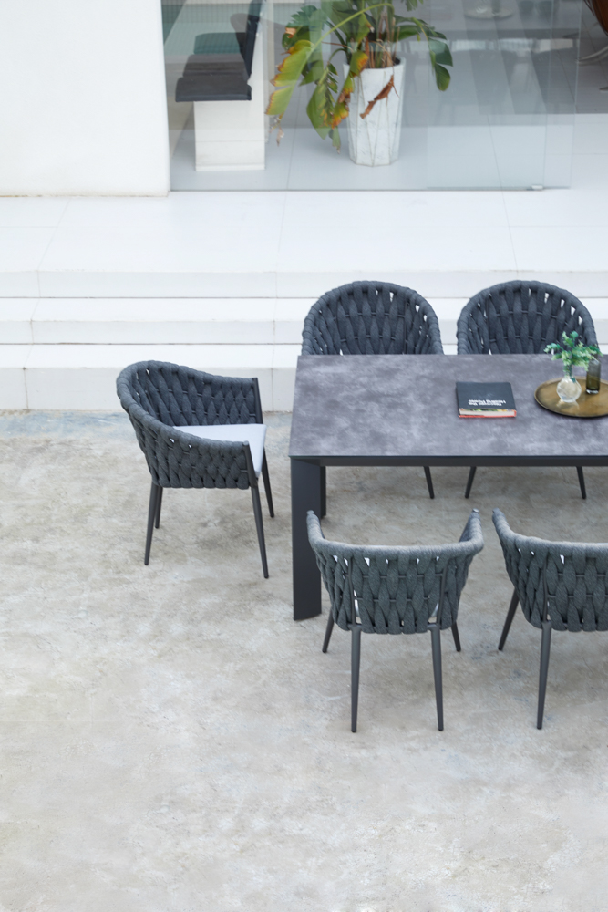 Sillon meridian aluminio antracita cuerda antracita y cojin gris  medio