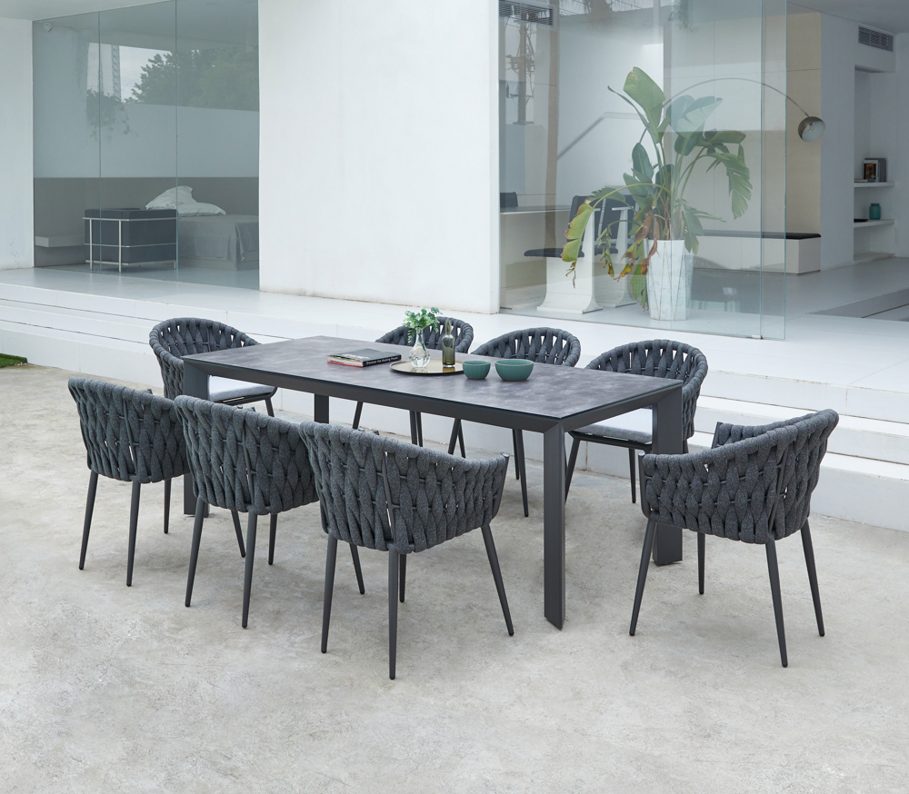 Sillon meridian aluminio antracita cuerda antracita y cojin gris  medio