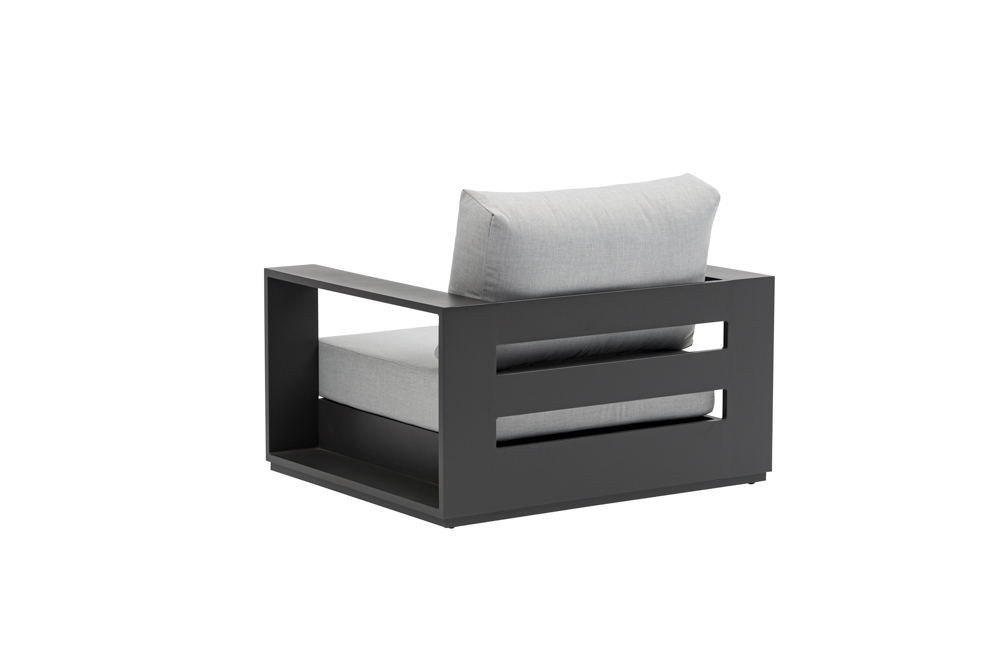 Sofa 1 plaza Ione aluminio antracita y textil gris medio 
