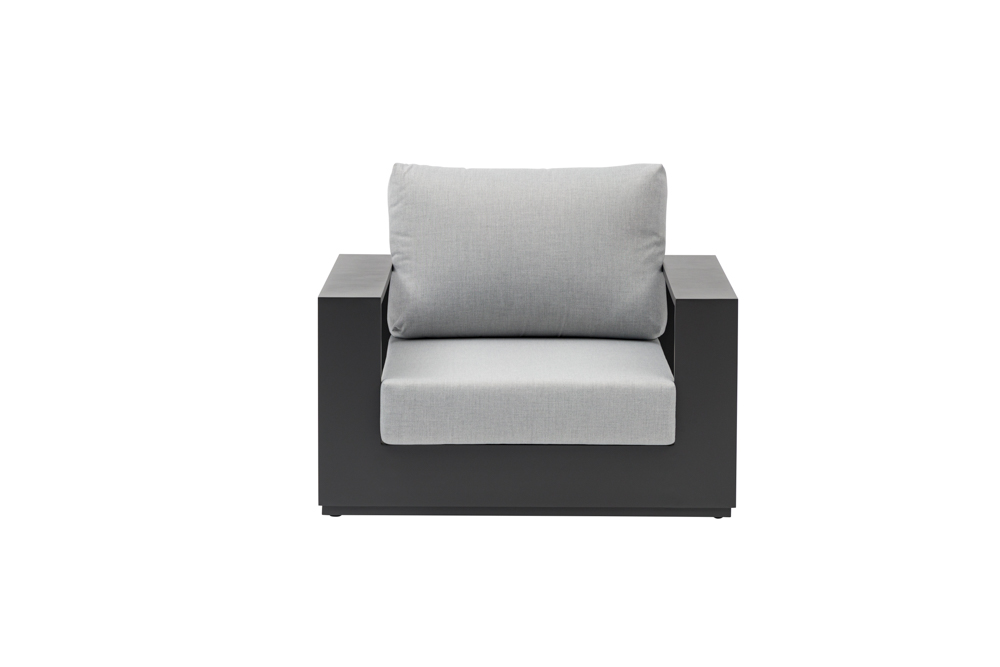 Sofa 1 plaza Ione aluminio antracita y textil gris medio 