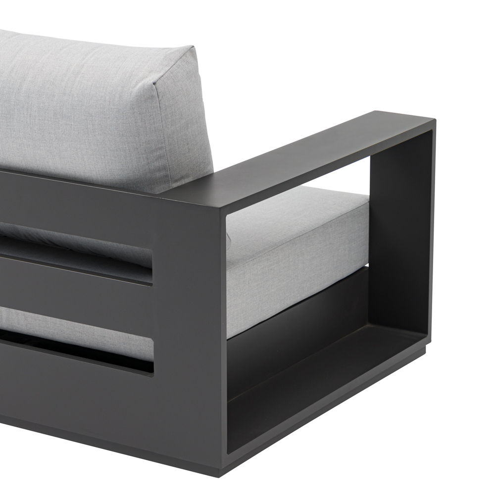Sofa 1 plaza Ione aluminio antracita y textil gris medio 