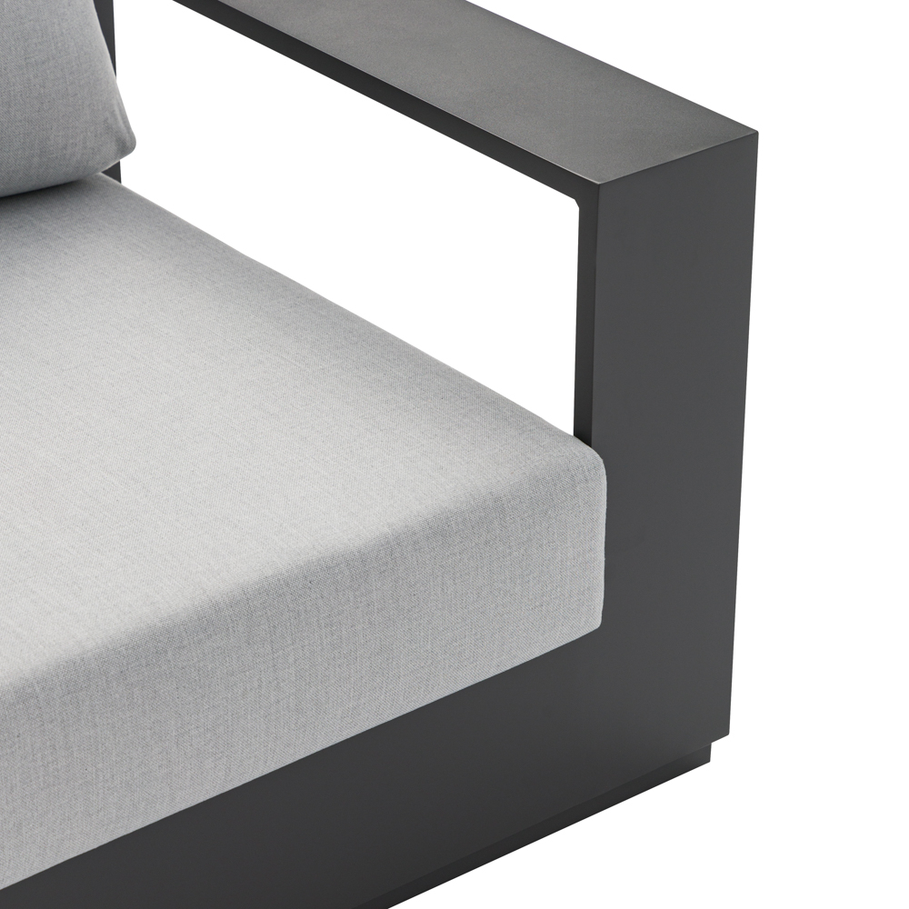 Sofa 1 plaza Ione aluminio antracita y textil gris medio 