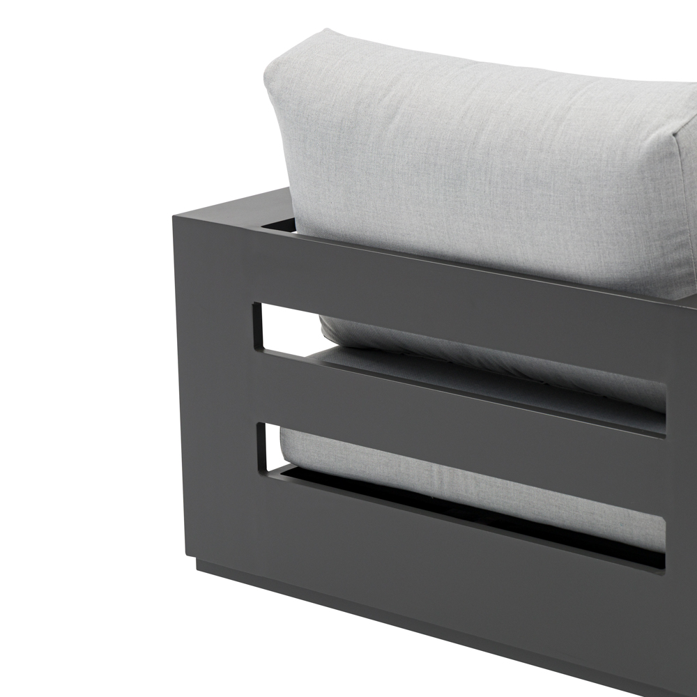 Sofa 1 plaza Ione aluminio antracita y textil gris medio 