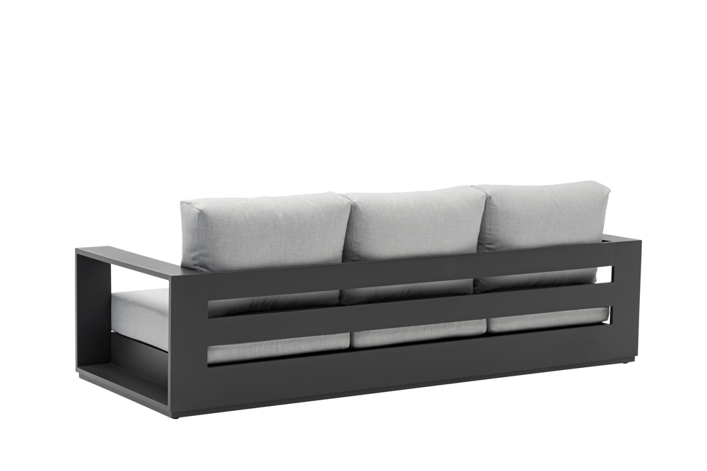 Sofa 3 plazas Ione aluminio antracita y textil gris medio 