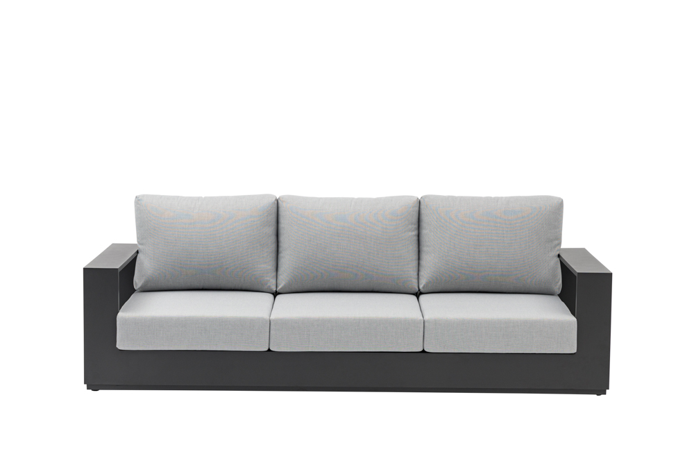 Sofa 3 plazas Ione aluminio antracita y textil gris medio 