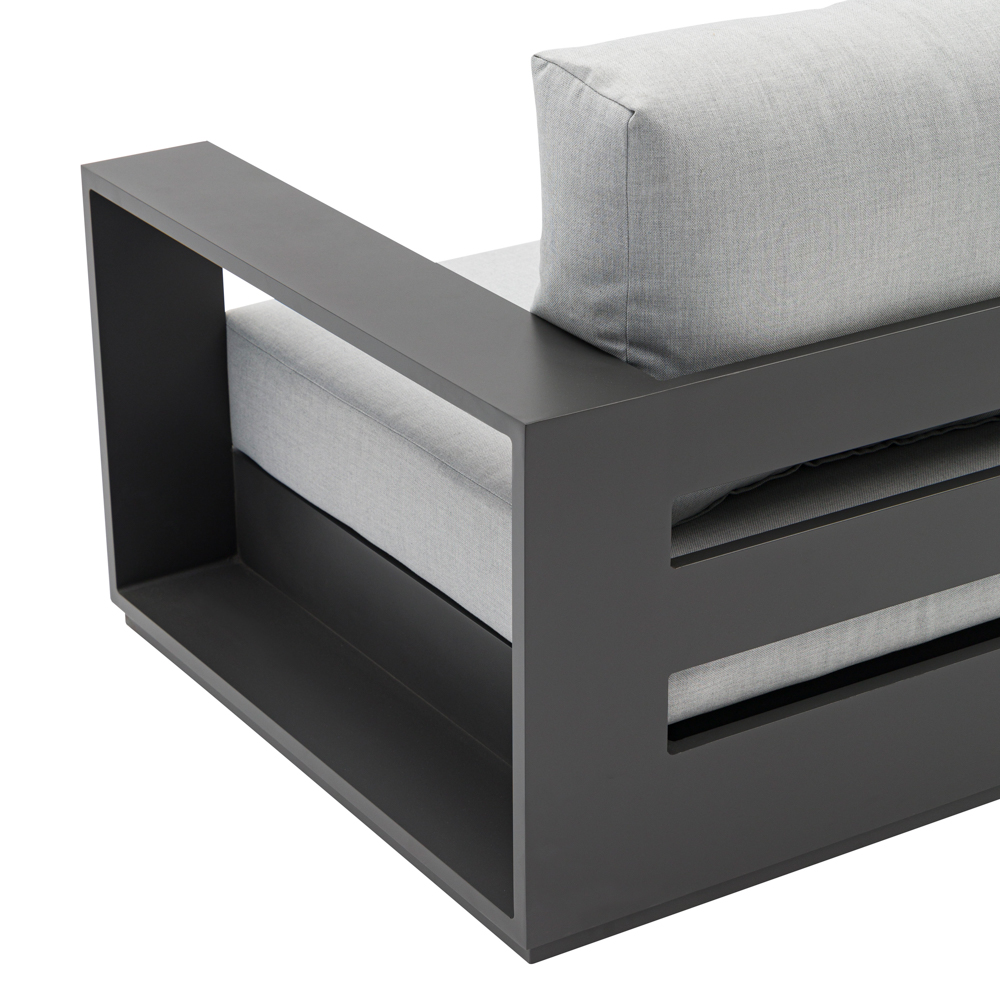 Sofa 3 plazas Ione aluminio antracita y textil gris medio 