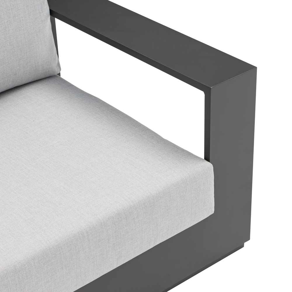 Sofa 3 plazas Ione aluminio antracita y textil gris medio 