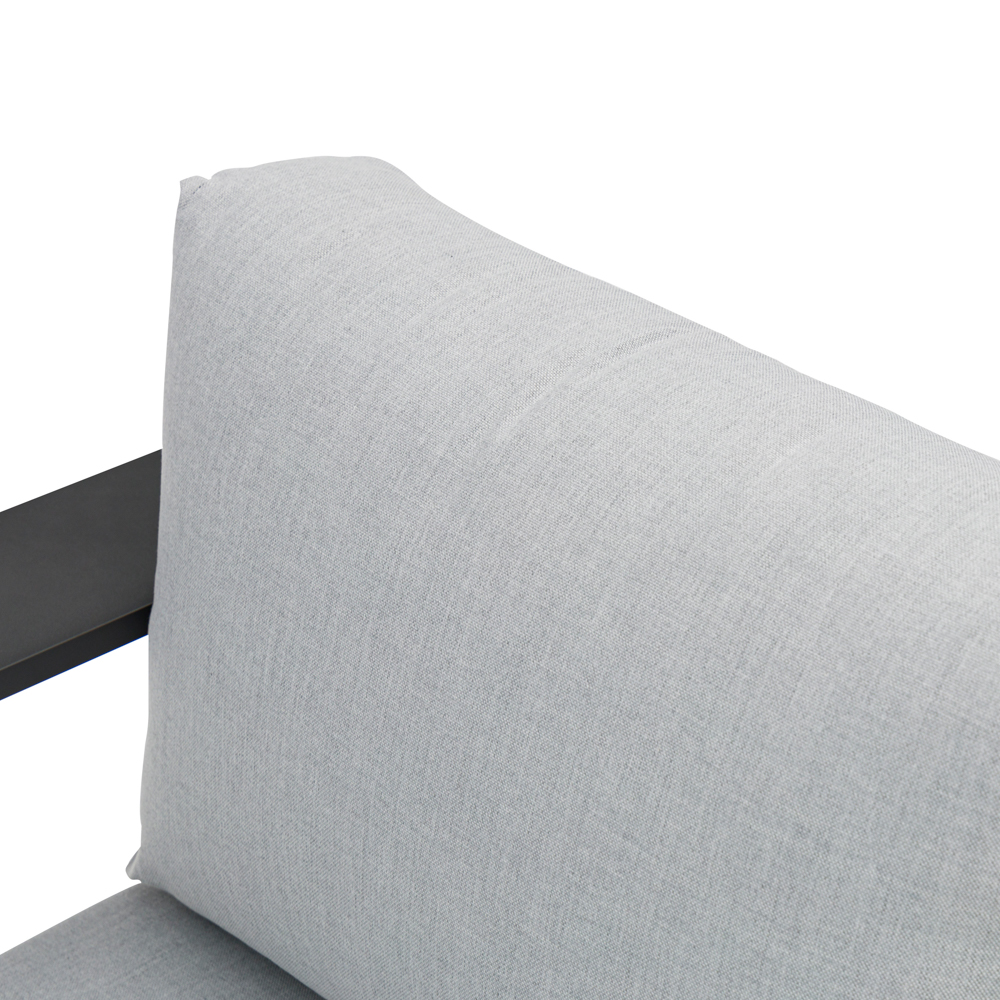 Sofa 3 plazas Ione aluminio antracita y textil gris medio 