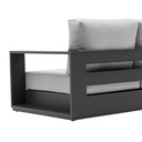 Sofa 3 plazas Ione aluminio antracita y textil gris medio 