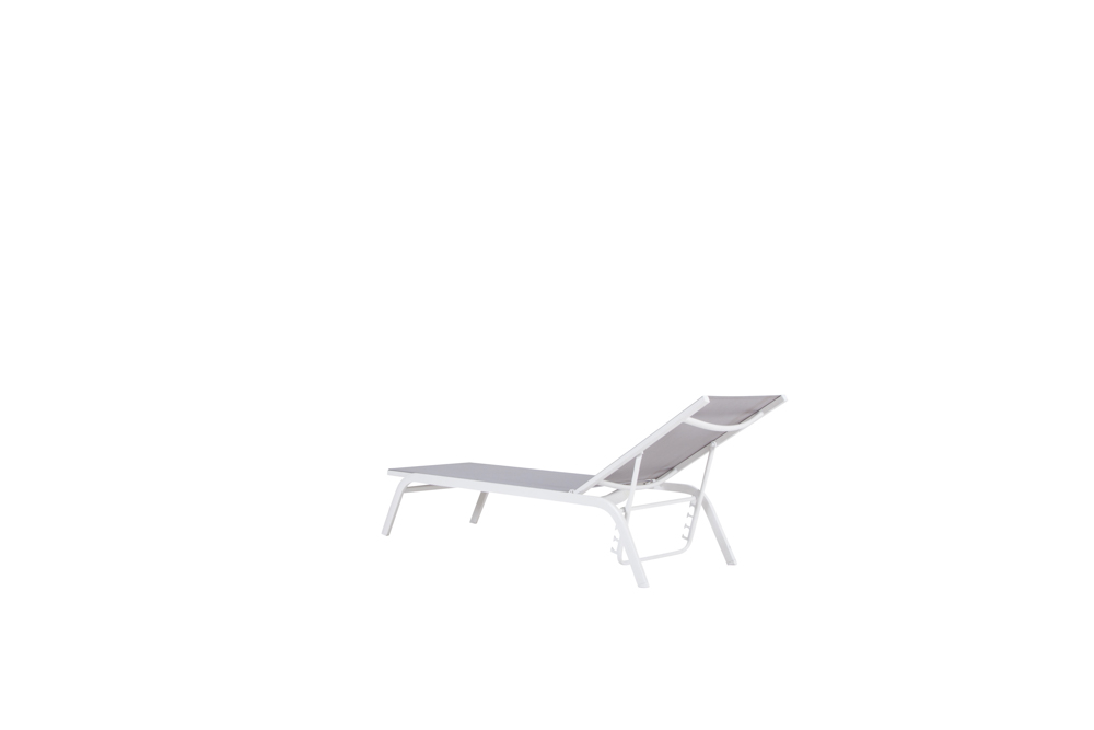 Tumbona Galt aluminio blanco y textilene gris claro