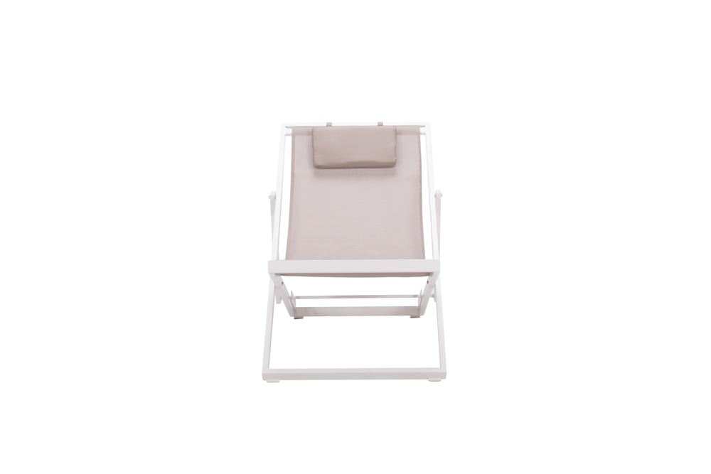 Tumbona Davis aluminio blanco y textilene taupe