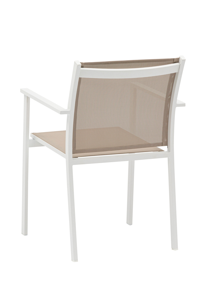 Silla de comedor Adin Alu blanco textilene taupe