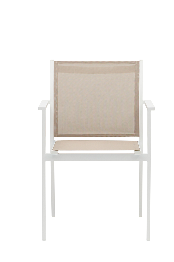 Silla de comedor Adin Alu blanco textilene taupe