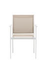 Silla de comedor Adin Alu blanco textilene taupe