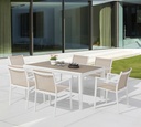 Silla de comedor Adin Alu blanco textilene taupe