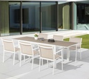 Silla de comedor Adin Alu blanco textilene taupe