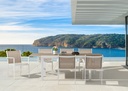 Silla de comedor Adin Alu blanco textilene taupe