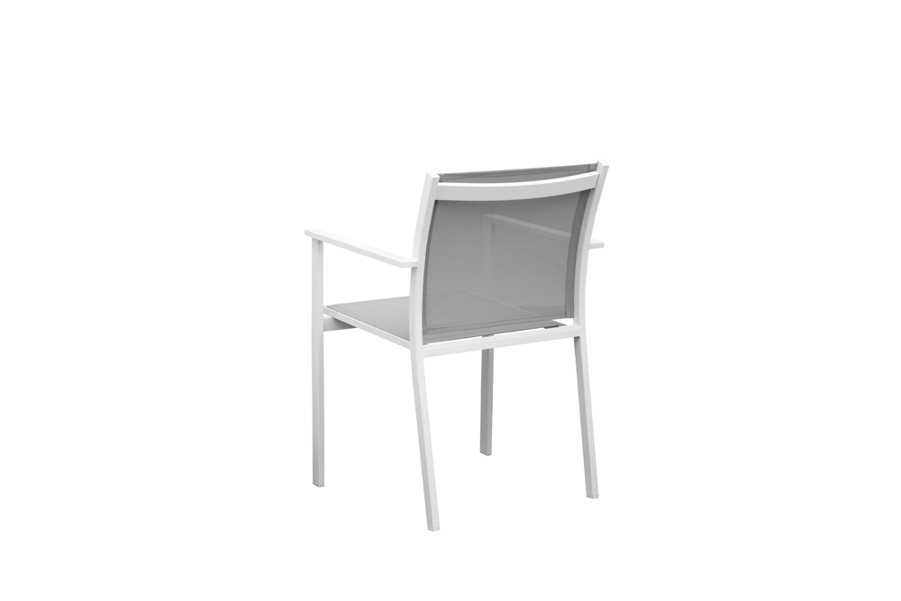 Silla de comedor Adin Alu blanco textilene gris claro