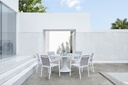 Silla de comedor Adin Alu blanco textilene gris claro