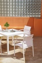 Mesa de comedor Adin 90*90 alum.blanco cristal blanco