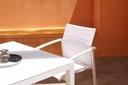 Mesa de comedor Adin 90*90 alum.blanco cristal blanco