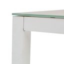 Mesa de comedor Adin 90*90 alum.blanco cristal gris claro