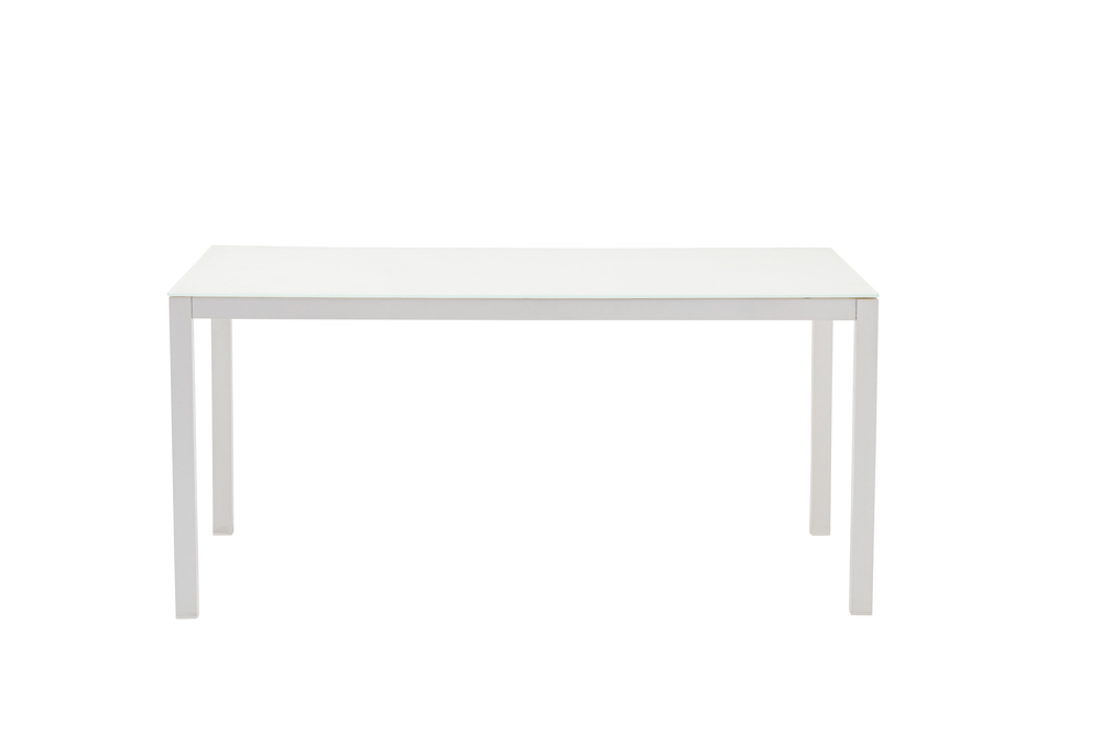 Mesa de comedor Adin 160*90 alum.blanco cristal blanco