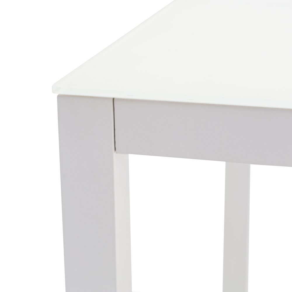 Mesa de comedor Adin 160*90 alum.blanco cristal blanco