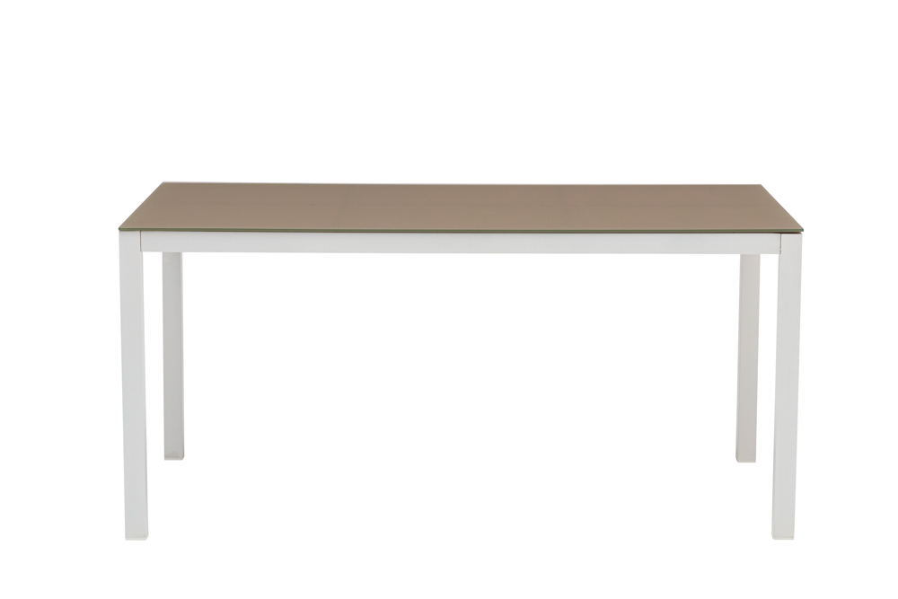 Mesa de comedor Adin 160*90 alum.blanco cristal Taupe