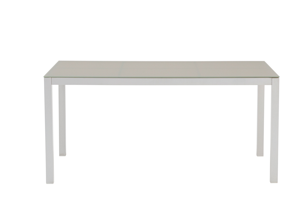 Mesa de comedor Adin 160*90 alum.blanco cristal gris claro