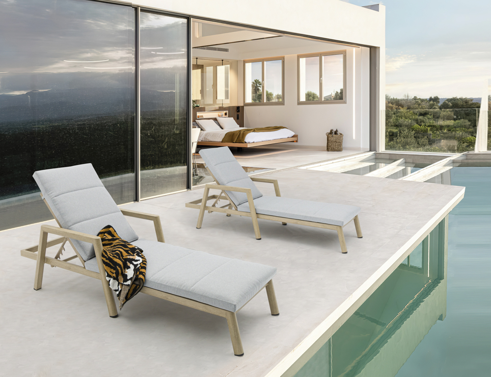 Tumbona Harmony aluminio efecto madera.