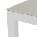 Mesa de comedor Adin 160*90 alum.blanco cristal gris claro