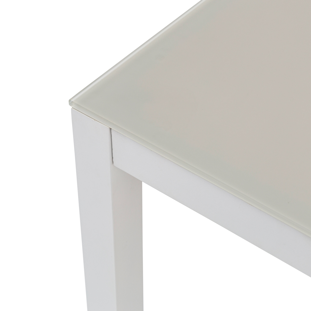 Mesa de comedor Adin 160*90 alum.blanco cristal gris claro