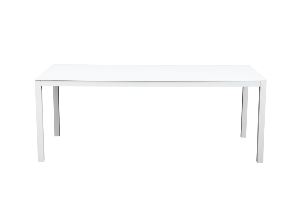 Mesa de comedor Adin 200*90 alum.blanco cristal blanco