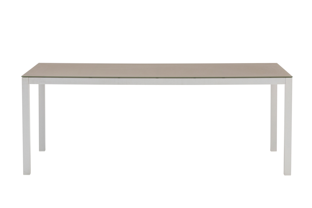 Mesa de comedor Adin 200*90 alum.blanco cristal Taupe