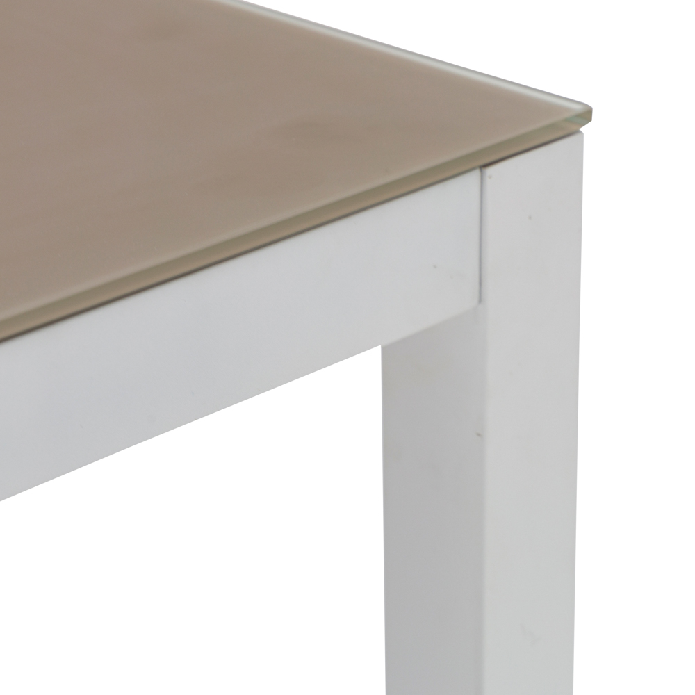 Mesa de comedor Adin 200*90 alum.blanco cristal Taupe