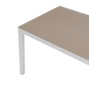 Mesa de comedor Adin 200*90 alum.blanco cristal Taupe