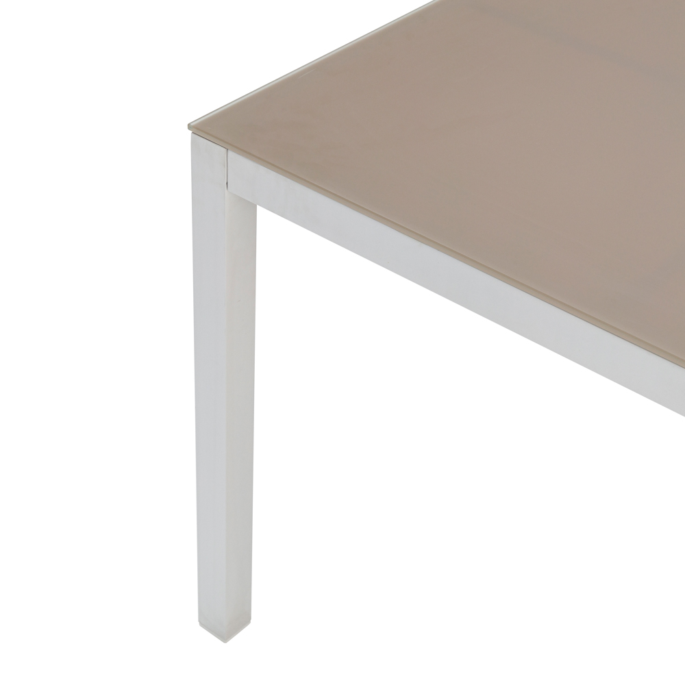Mesa de comedor Adin 200*90 alum.blanco cristal Taupe